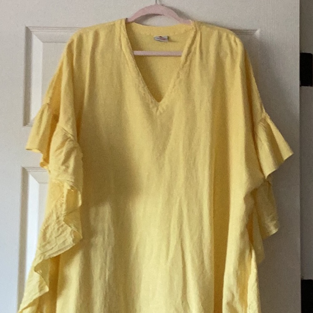 Sunny yellow caftan/robe/beach cover up/lounging piece